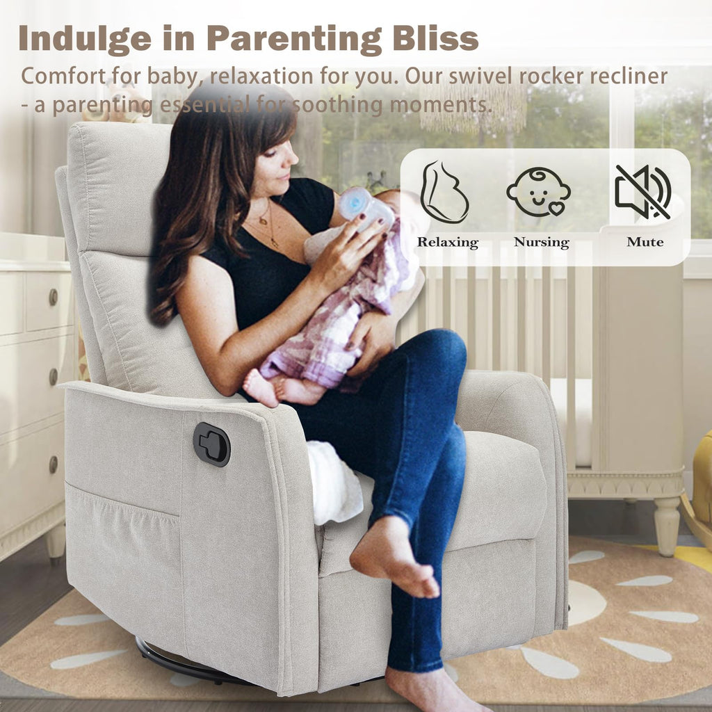 Swivel Rocker Recliner Chair with Heated Massage B913938
