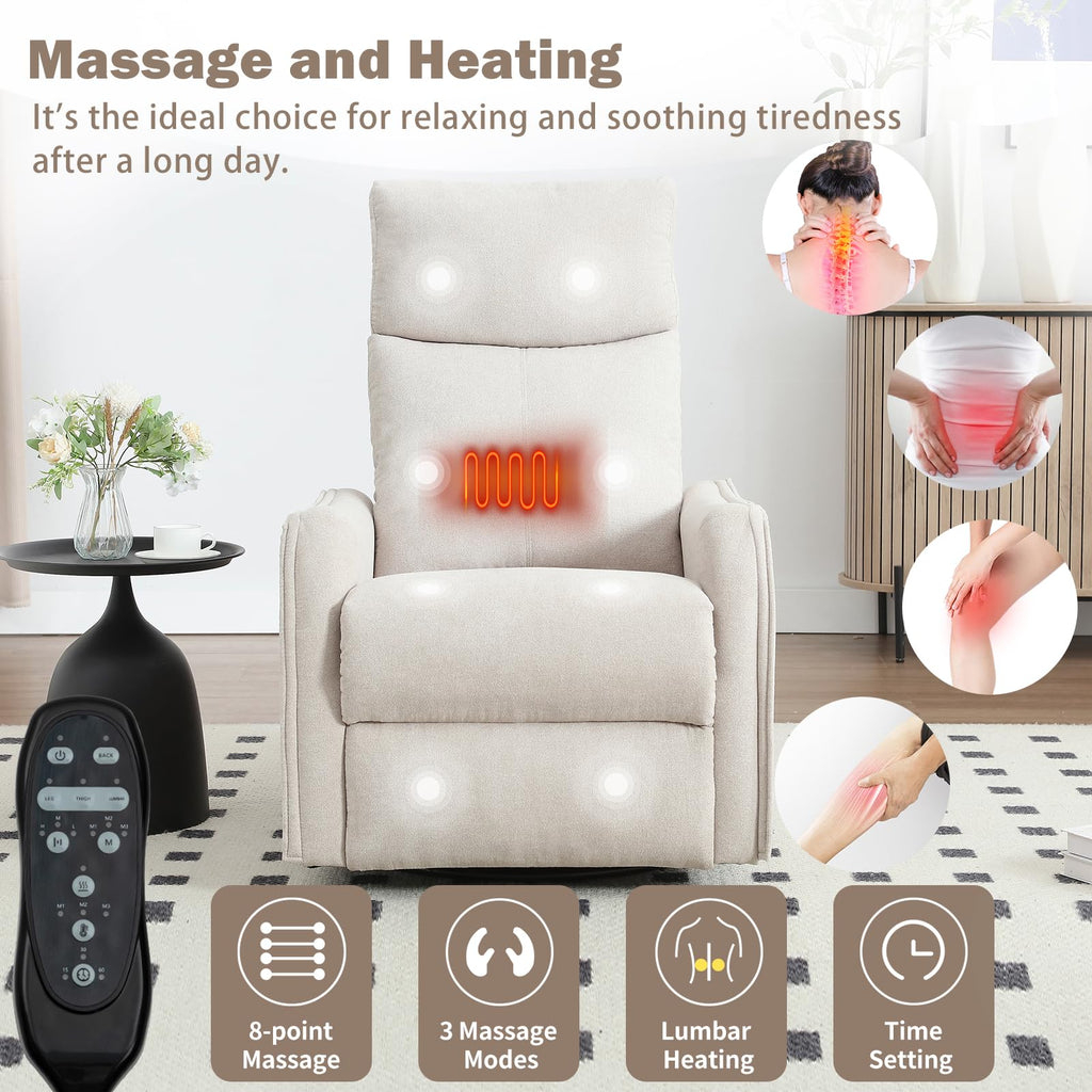 Swivel Rocker Recliner Chair with Heated Massage B913938