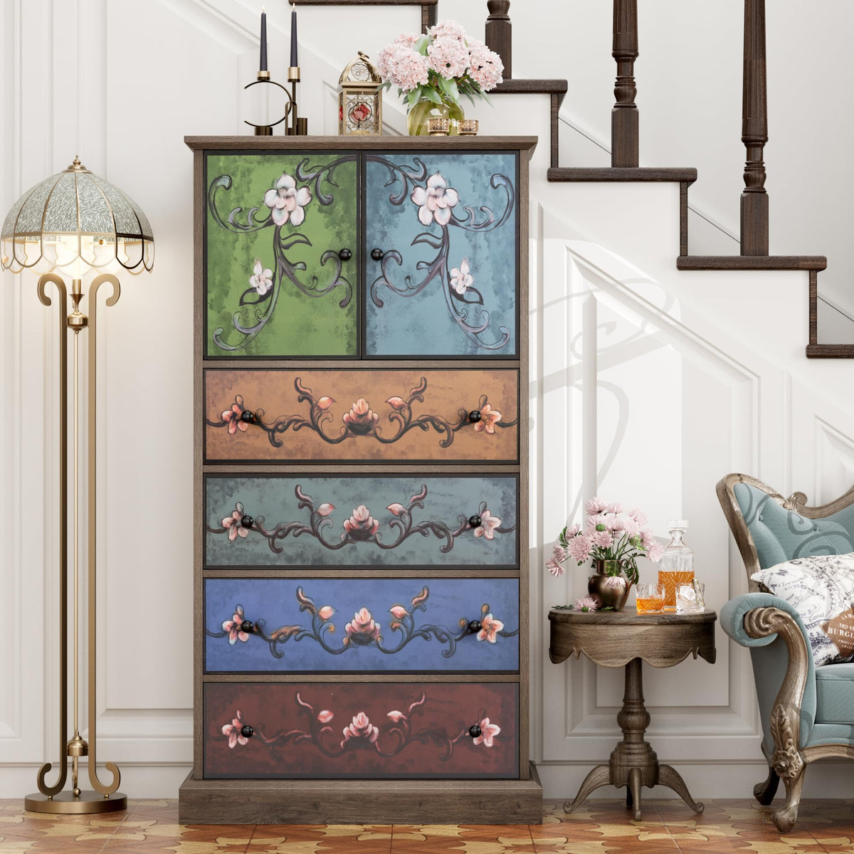 50" H Boho 4 Drawer Dresser Q428