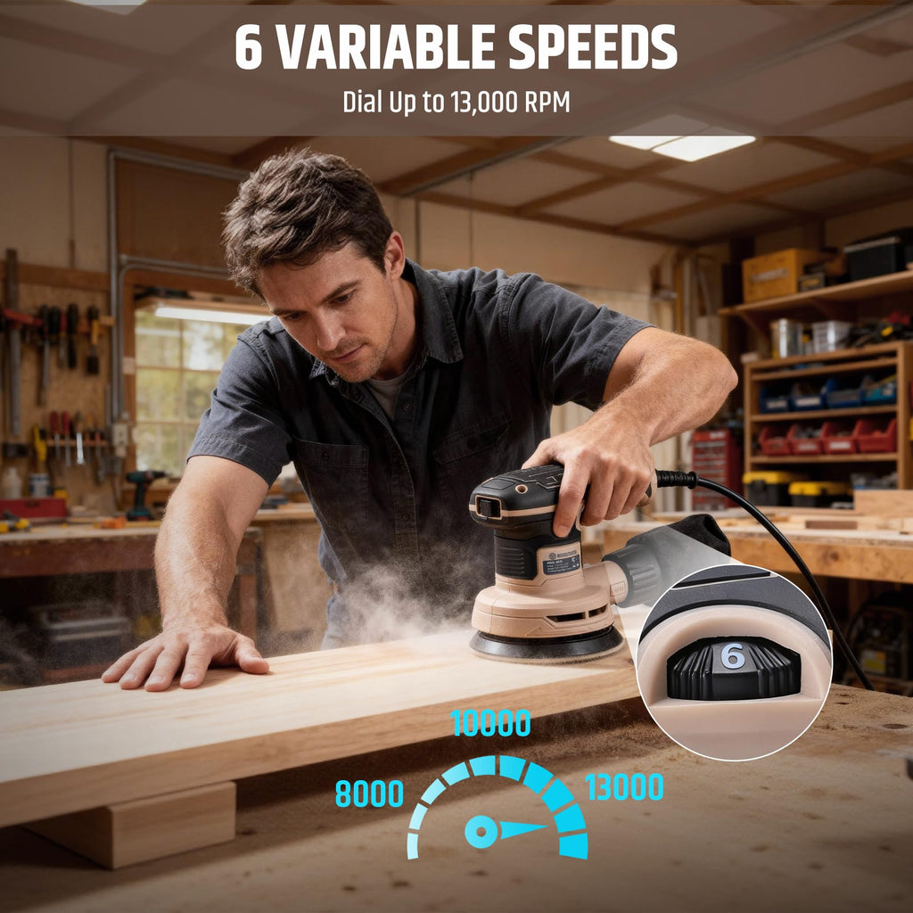 5-Inch Variable Speed Random Orbital Sander with Dust Bag C614809