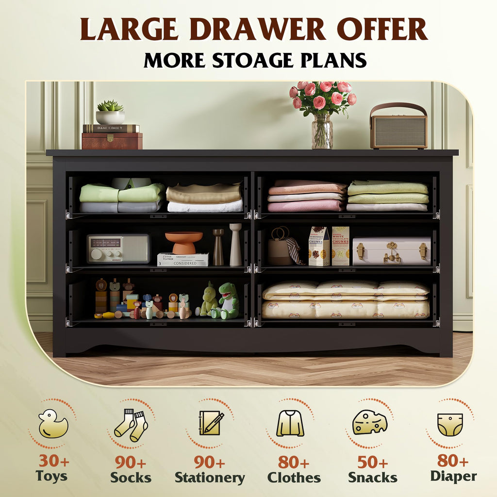 Black 6-Drawer TV Stand R327492