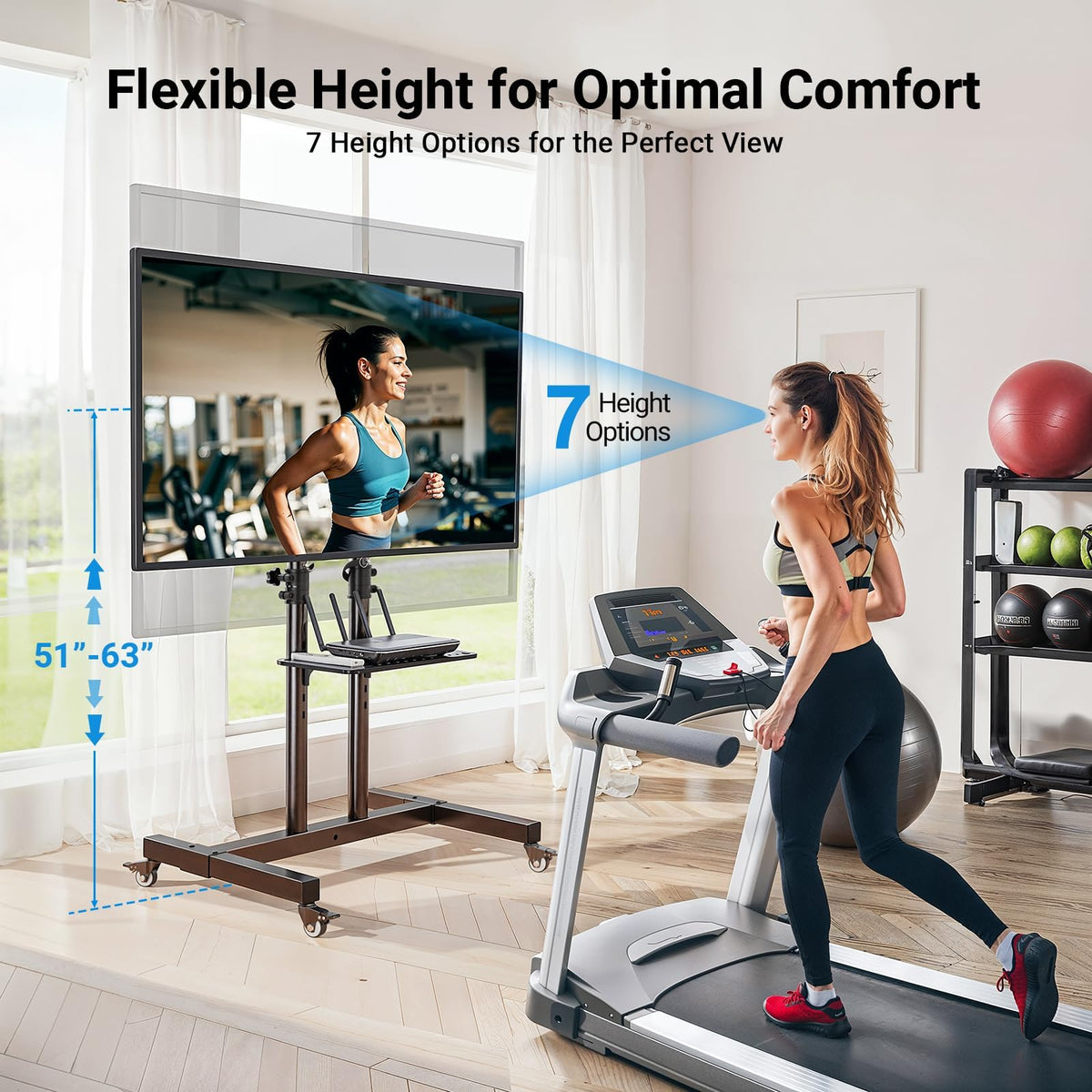 Rolling TV Stand on Wheels for 32-83 Inch Screens up to 110lbs E571