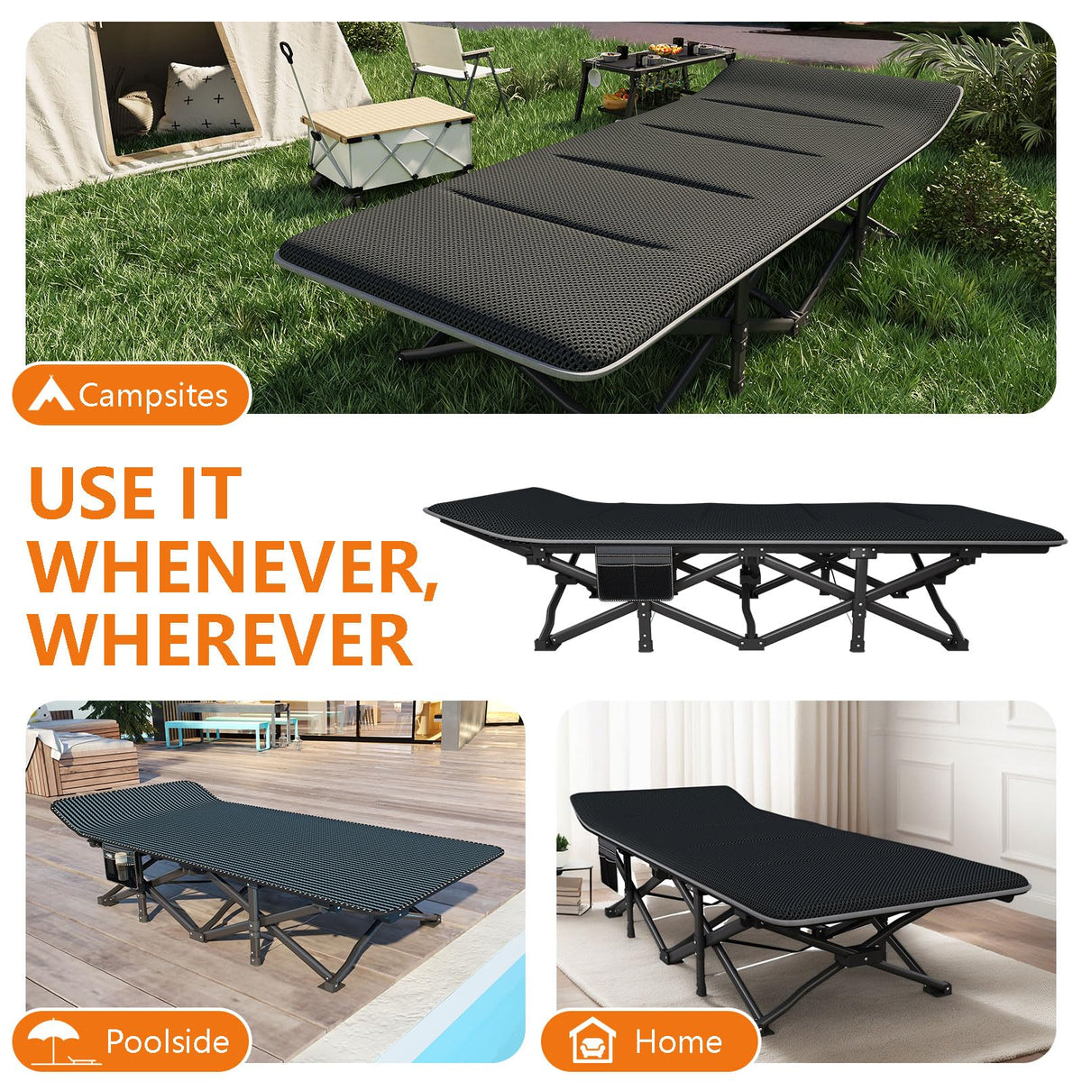 31.5" Wide Camping Cot with Pad E69959