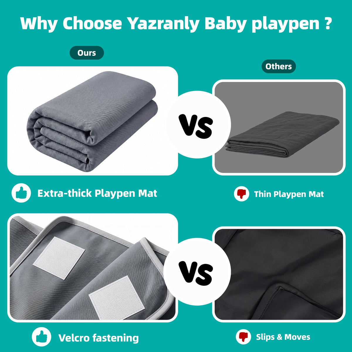 Foldable Baby Playpen with Mat, 71x59 Inches, Grey D271