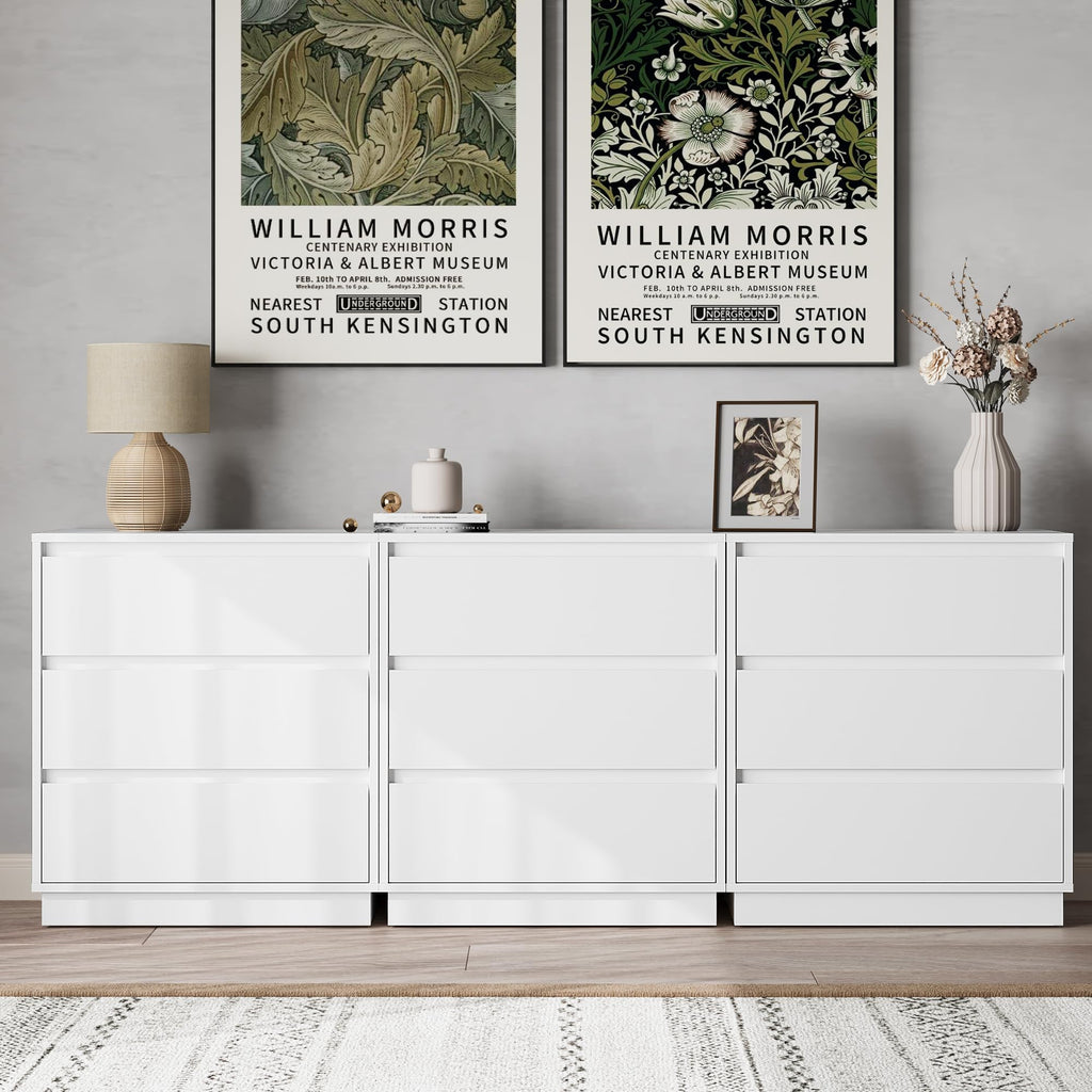 White 3 Drawer Nightstand B7736