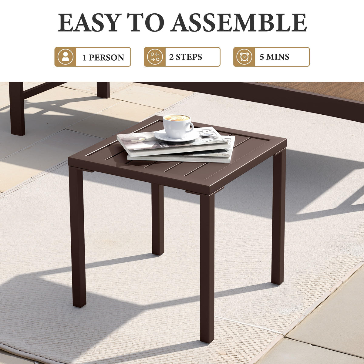 Aluminum Outdoor Side Table Set of 2 E506