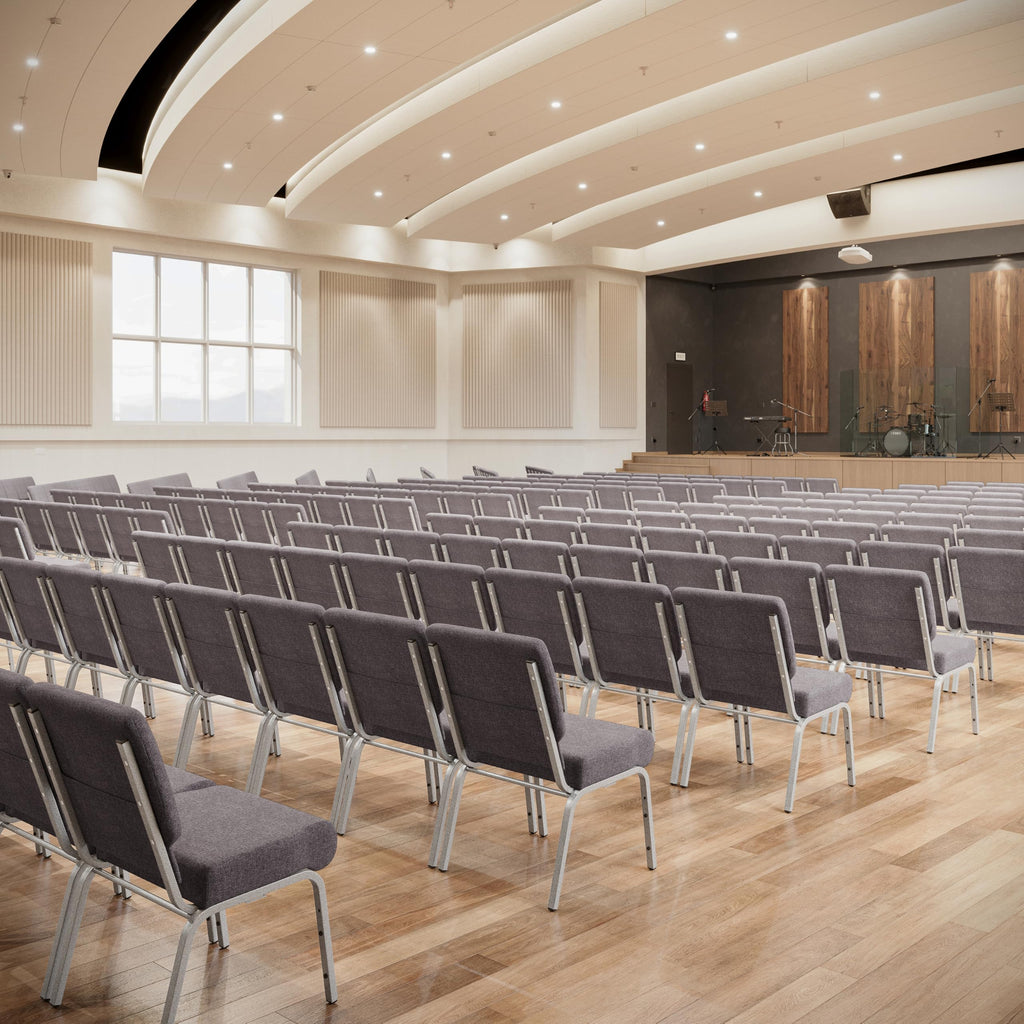 4 Pack Stacking Church Chair in Gray Fabric O91310