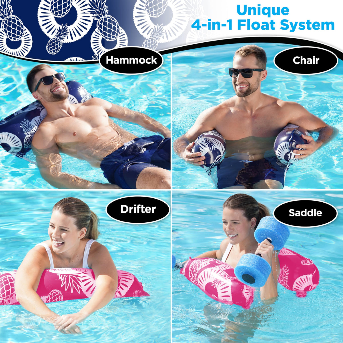 4-in-1 Inflatable Pool Hammock 4-Pack O310053