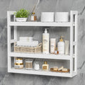 White 3 Tier Bamboo Bathroom Shelves G64885