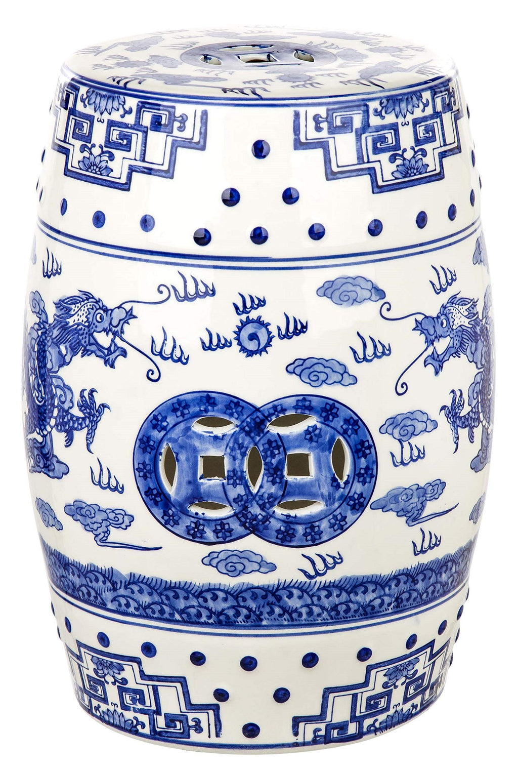 Blue Ceramic Garden Stool V3710