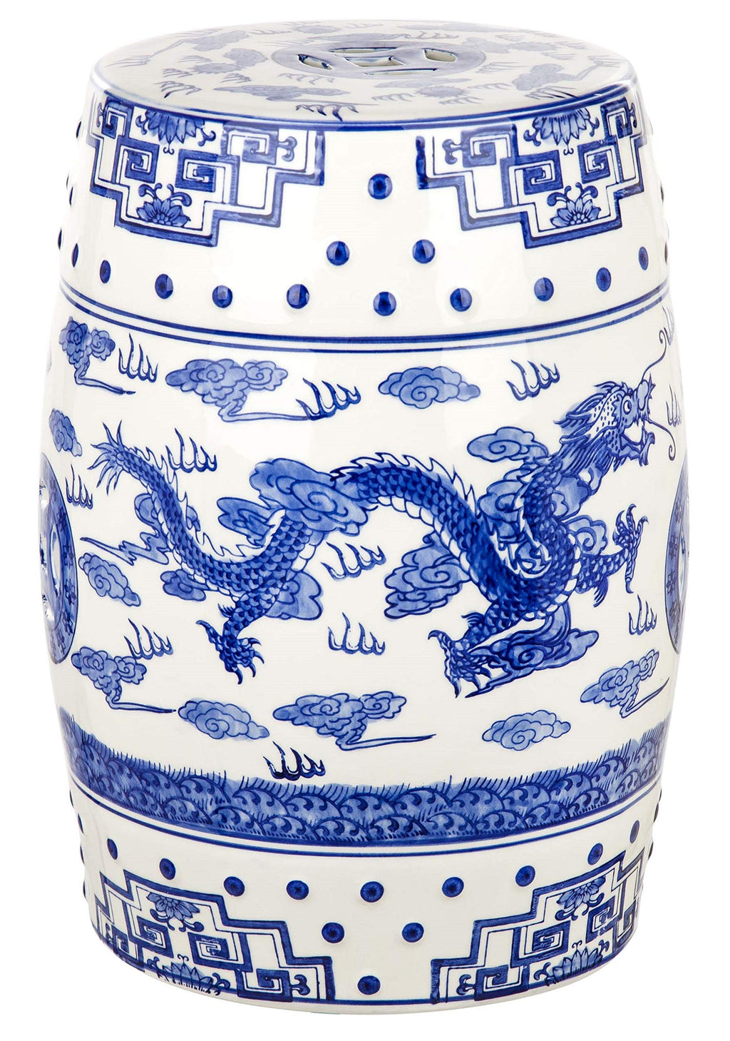 Blue Ceramic Garden Stool V3710