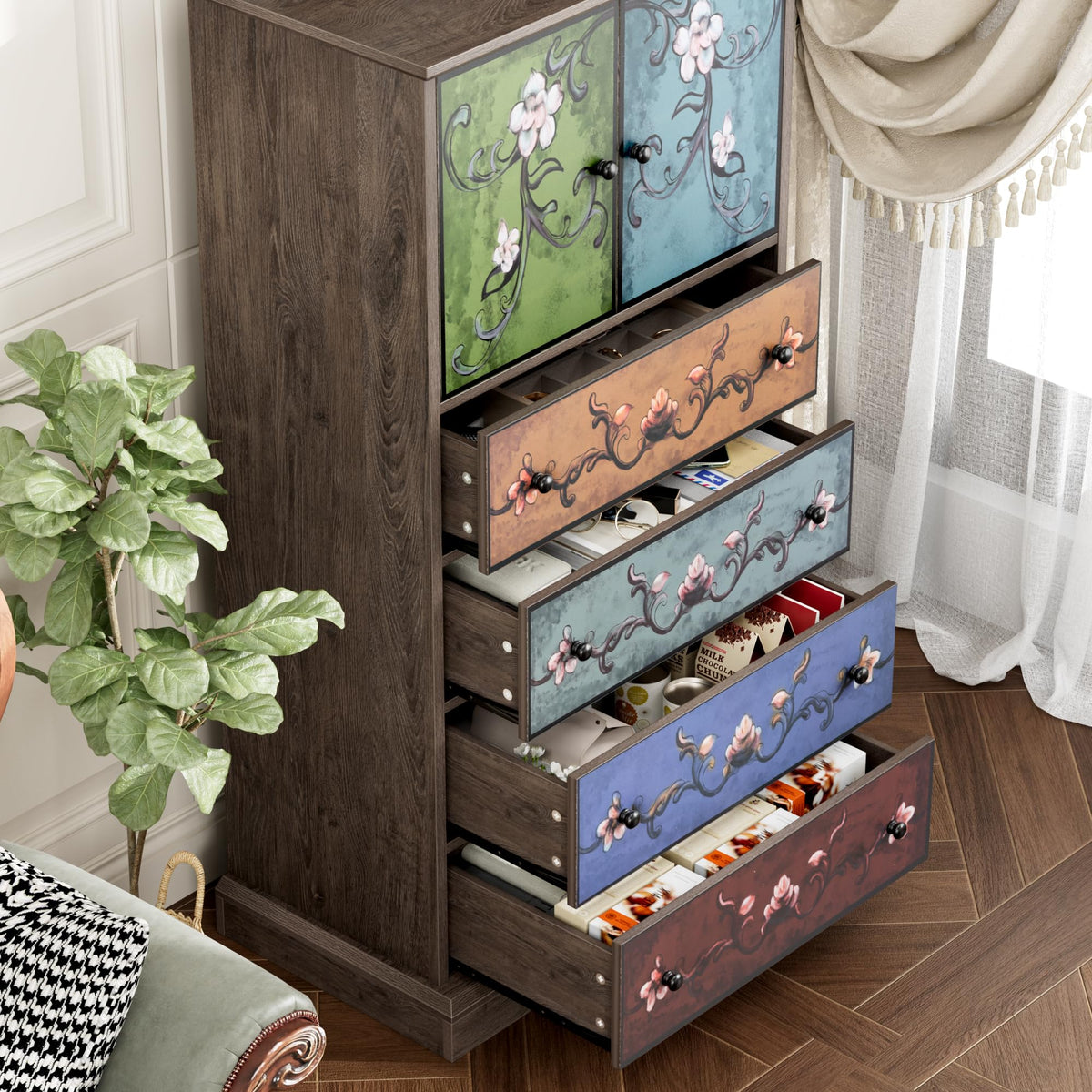 50" H Boho 4 Drawer Dresser Q428